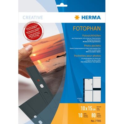 Herma fotophan 10x15 staand 10 vel zwart 7785 Herma fotophan 10x15 staand 10 vel zwart 7785