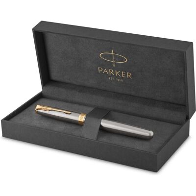 Parker sonnet vulpen roestvrij staal met goud detail fijne penpunt geschenkdoos Parker sonnet vulpen roestvrij staal met goud detail fijne penpunt geschenkdoos