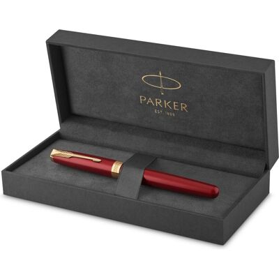 Parker sonnet vulpen rode lak met goud detail fijne penpunt geschenkdoos Parker sonnet vulpen rode lak met goud detail fijne penpunt geschenkdoos
