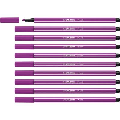 STABILO Pen 68 Lilac Waterige inkt - 1mm - 10 stuks - viltstift STABILO Pen 68 Lilac Waterige inkt - 1mm - 10 stuks - viltstift
