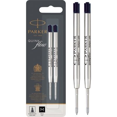Parker balpenvullingen medium punt zwarte quinkflow inkt 2 stuks Parker balpenvullingen medium punt zwarte quinkflow inkt 2 stuks