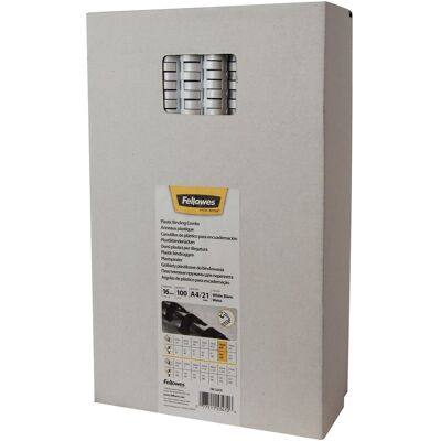 Fellowes bindruggen 16 mm wit, 100 stuks Fellowes bindruggen 16 mm wit, 100 stuks