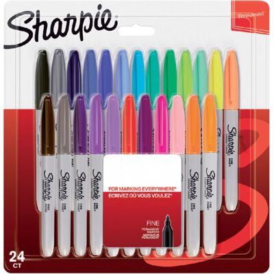 Sharpie permanentmarkers fijne punt diverse kleuren 24 stuks Sharpie permanentmarkers fijne punt diverse kleuren 24 stuks