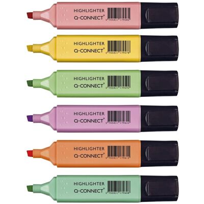 Q-CONNECT markeerstift pastel geassorteerde kleuren pak van 6 stuks Q-CONNECT markeerstift pastel geassorteerde kleuren pak van 6 stuks