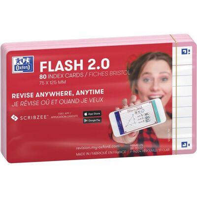Oxford flash 2.0 - flashcards - gelijnd - a7 - roze rand - 80 stuks Oxford flash 2.0 - flashcards - gelijnd - a7 - roze rand - 80 stuks