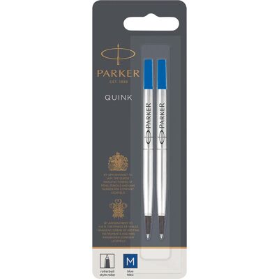 Parker rollerbalpen - medium punt - blauwe quink inkt - 2 stuks Parker rollerbalpen - medium punt - blauwe quink inkt - 2 stuks