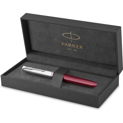Parker 51 vulpen wijnrode hars chroom detail fijne punt met zwarte inkt geschenkverpakking Parker 51 vulpen wijnrode hars chroom detail fijne punt met zwarte inkt geschenkverpakking