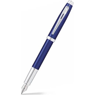 Sheaffer vulpen - 100 - glanzend blauw met chroom - penpunt m - inclusief convertor voor vulling Sheaffer vulpen - 100 - glanzend blauw met chroom - penpunt m - inclusief convertor voor vulling