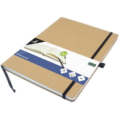 Kangaro notitieboek - a4 - kraft - met lijn - met elastiek, lint en penlus Kangaro notitieboek - a4 - kraft - met lijn - met elastiek, lint en penlus