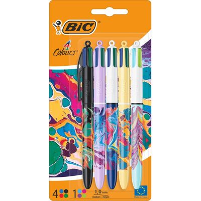 BIC 4 kleuren - balpen - klikmechanisme - pennen - medium punt (1mm) - pennen - 5 stuks BIC 4 kleuren - balpen - klikmechanisme - pennen - medium punt (1mm) - pennen - 5 stuks