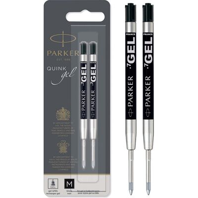 Parker gelpen vulling medium penpunt (0,7 mm) zwarte quink inkt 2 stuks Parker gelpen vulling medium penpunt (0,7 mm) zwarte quink inkt 2 stuks