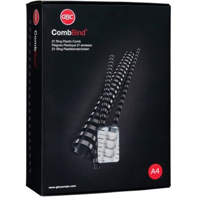 GBC combbind bindruggen zwart - a4 - 25 mm - 50 stuks GBC combbind bindruggen zwart - a4 - 25 mm - 50 stuks
