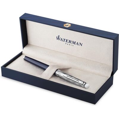 Waterman hémisphère vulpen metaal-blauwe lak met palladium detail gebeitelde dop roestvrij staal fijne penpunt Waterman hémisphère vulpen metaal-blauwe lak met palladium detail gebeitelde dop roestvrij staal fijne penpunt