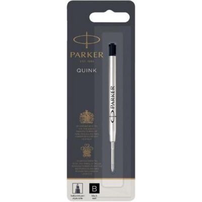 Parker balpenvullingen broad punt zwarte quinkflow inkt 1 stuk Parker balpenvullingen broad punt zwarte quinkflow inkt 1 stuk