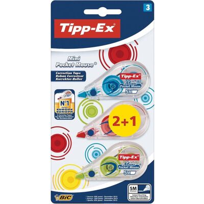 Tipp-Ex correctieroller mini pocket mouse fashion, blister 2 + 1 gratis Tipp-Ex correctieroller mini pocket mouse fashion, blister 2 + 1 gratis