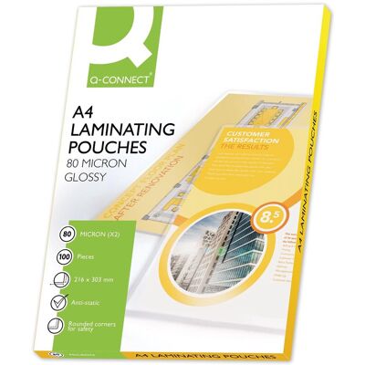 Q-CONNECT lamineeretui a4 2x 80 micron 100 stuks Q-CONNECT lamineeretui a4 2x 80 micron 100 stuks