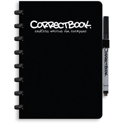 Correctbook a5 uitwisbaar notitieboek - herbruikbaar schrift - ink black / zwart - gelinieerd - inclusief pen & wisdoekje - aanvulbaar met extra pagina's Correctbook a5 uitwisbaar notitieboek - herbruikbaar schrift - ink black / zwart - gelinieerd - inclusief pen & wisdoekje - aanvulbaar met extra pagina's