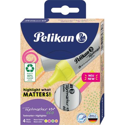Pelikan markeerstift 490 eco etui met 4 kleuren Pelikan markeerstift 490 eco etui met 4 kleuren