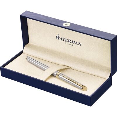 Waterman hémisphère-vulpen roestvrij staal met 23k gouden rand fijne penpunt zwarte inkt cadeauverpakking Waterman hémisphère-vulpen roestvrij staal met 23k gouden rand fijne penpunt zwarte inkt cadeauverpakking