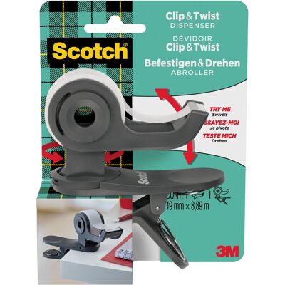 Scotch - plakbandhouder clip c19 donkergrijs + 1rol magic e 19mmx8.89m Scotch - plakbandhouder clip c19 donkergrijs + 1rol magic e 19mmx8.89m
