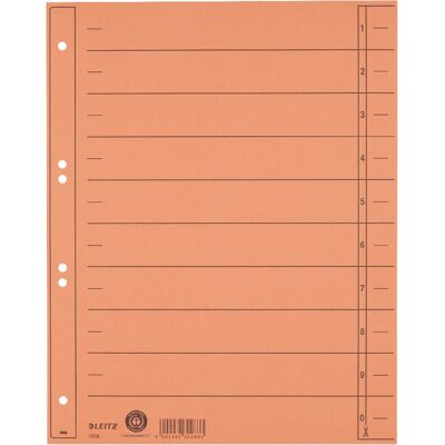 Leitz staffeltabblad karton - beschrijfbare tabs, 2/4-rings - voor ordners en ringbanden - oranje Leitz staffeltabblad karton - beschrijfbare tabs, 2/4-rings - voor ordners en ringbanden - oranje