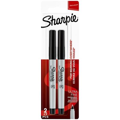 Sharpie permanente markers ultrafijne punt zwarte inkt 2 stuks Sharpie permanente markers ultrafijne punt zwarte inkt 2 stuks