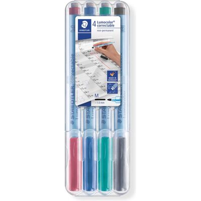 STAEDTLER lumocolor correctable pen m - box 4 kleuren STAEDTLER lumocolor correctable pen m - box 4 kleuren