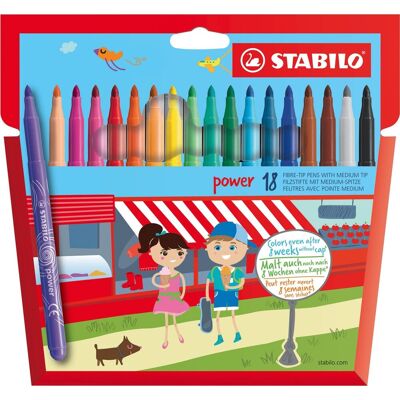STABILO Power Viltstift - 18 stuks - Meerkleurig - Medium Tip STABILO Power Viltstift - 18 stuks - Meerkleurig - Medium Tip