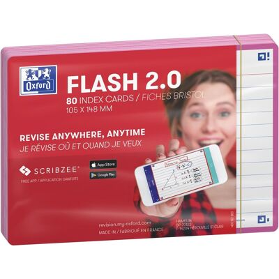 Oxford flash 2.0 - flashcards - gelijnd - a6 - fuchsia rand - 80 stuks Oxford flash 2.0 - flashcards - gelijnd - a6 - fuchsia rand - 80 stuks