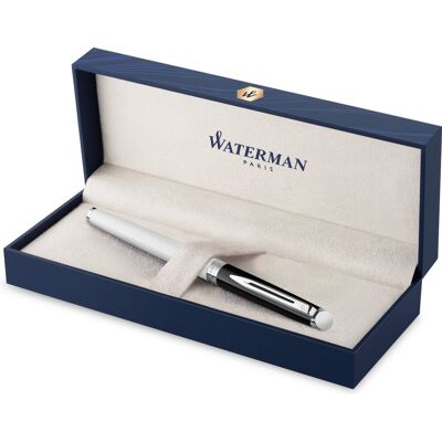 Waterman hémisphère vulpen zwarte en witte lak met palladium-gecoate afwerkingen roestvrijstalen medium penpunt met geschenkdoos Waterman hémisphère vulpen zwarte en witte lak met palladium-gecoate afwerkingen roestvrijstalen medium penpunt met geschenkdoos
