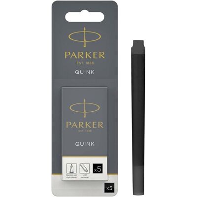 Parker lange vulpen inktpatronen zwarte quink inkt 5 vulpenpatronen (blister) Parker lange vulpen inktpatronen zwarte quink inkt 5 vulpenpatronen (blister)