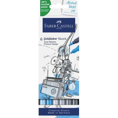 Faber-Castell sketchmarker - goldfaber - product design set - 6 kleuren - fc-164806 Faber-Castell sketchmarker - goldfaber - product design set - 6 kleuren - fc-164806