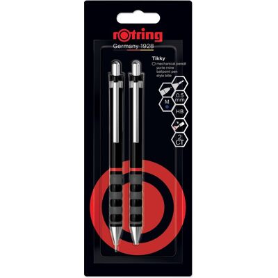 Rotring tikky vulpotlood- en balpenset grafiet hb, 0,5 mm potlood pen met medium punt zwarte huls lichtgewicht met rubberen grip Rotring tikky vulpotlood- en balpenset grafiet hb, 0,5 mm potlood pen met medium punt zwarte huls lichtgewicht met rubberen grip