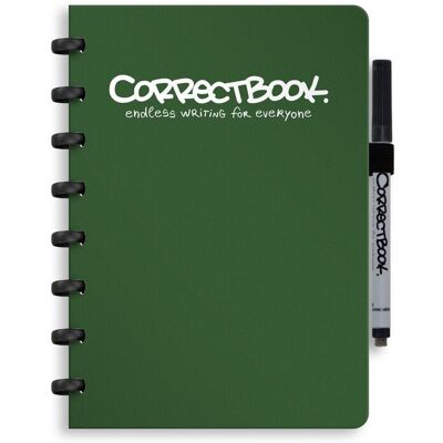 Correctbook a5 uitwisbaar notitieboek - forest green - blanco - herbruikbaar schrift - inclusief pen & wisdoekje - aanvulbaar met extra pagina's Correctbook a5 uitwisbaar notitieboek - forest green - blanco - herbruikbaar schrift - inclusief pen & wisdoekje - aanvulbaar met extra pagina's