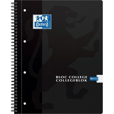 Oxford collegeblok - a4 - ruit 5 mm - 90 vel - zwart Oxford collegeblok - a4 - ruit 5 mm - 90 vel - zwart