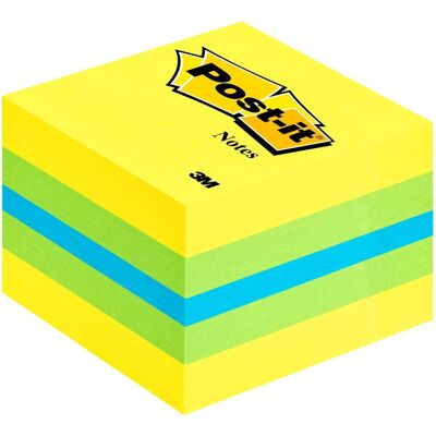 Post-it ® notes, mini kubus, neon geel, groen, blauw, 51 x 51 mm, 400 blaadjes/kubus Post-it ® notes, mini kubus, neon geel, groen, blauw, 51 x 51 mm, 400 blaadjes/kubus