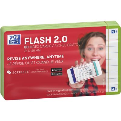 Oxford flash 2.0 - flashcards - gelijnd - a7 - groene rand - 80 stuks Oxford flash 2.0 - flashcards - gelijnd - a7 - groene rand - 80 stuks