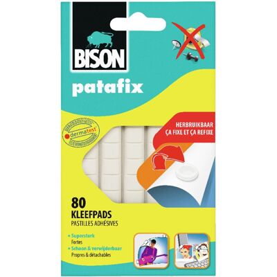 Bison patafix, verwijderbare en herbruikbare kleefpads, wit, 80 stuks, slimme alternatief voor spelden, tape en punaises, verwijderbaar, herbruikbaar, bevestiging van foto's postkaarten en meer Bison patafix, verwijderbare en herbruikbare kleefpads, wit, 80 stuks, slimme alternatief voor spelden, tape en punaises, verwijderbaar, herbruikbaar, bevestiging van foto's postkaarten en meer