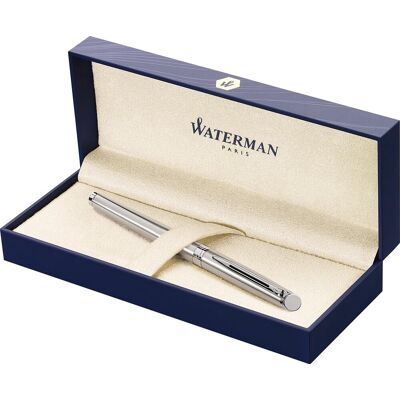 Waterman hémisphère-vulpen roestvrij staal met chromen rand fijne penpunt blauwe inkt cadeauverpakking Waterman hémisphère-vulpen roestvrij staal met chromen rand fijne penpunt blauwe inkt cadeauverpakking