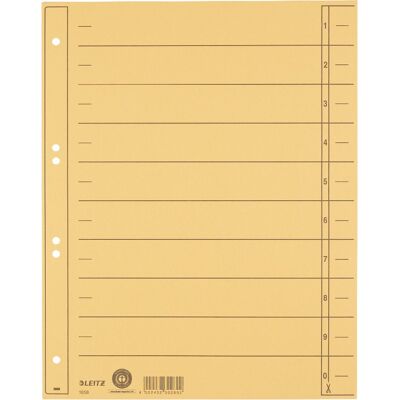Leitz staffeltabblad karton - beschrijfbare tabs, 2/4-rings - voor ordners en ringbanden - geel Leitz staffeltabblad karton - beschrijfbare tabs, 2/4-rings - voor ordners en ringbanden - geel