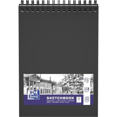 Oxford schetsboek - a4 - 50 vel - 100g papier - dubbel spiraal - harde kaft - zwart Oxford schetsboek - a4 - 50 vel - 100g papier - dubbel spiraal - harde kaft - zwart