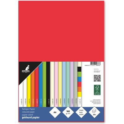 Kangaro K-0039-075 Rood Papier A4 - 50 Vellen - DIY Briefpapier Kangaro K-0039-075 Rood Papier A4 - 50 Vellen - DIY Briefpapier
