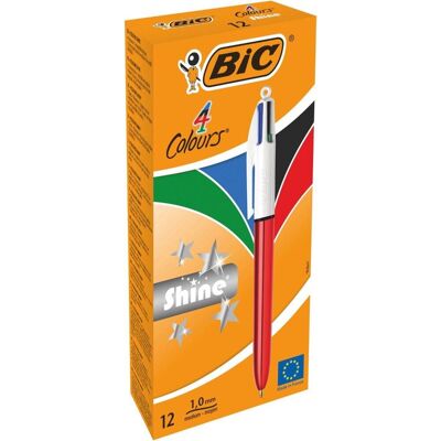 BIC Pen shine silver 12 stuks BIC Pen shine silver 12 stuks