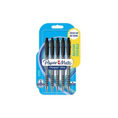 Paper Mate flexgrip ultra-balpennen met drukknop medium punt (1,0 mm) zwart 5 stuks Paper Mate flexgrip ultra-balpennen met drukknop medium punt (1,0 mm) zwart 5 stuks