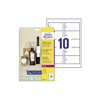 Hanglabels AVERY ZWECKFORM T2001-10 Karton Wit Hanglabels AVERY ZWECKFORM T2001-10 Karton Wit