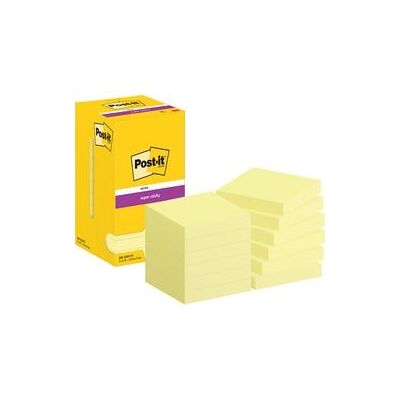 Post-it Super sticky notes 654-12ss-cy 76x76 mm effen geel Post-it Super sticky notes 654-12ss-cy 76x76 mm effen geel