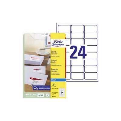 Avery Inkjetetiketten quickdry j8159-25 63,5x33,9mm Avery Inkjetetiketten quickdry j8159-25 63,5x33,9mm