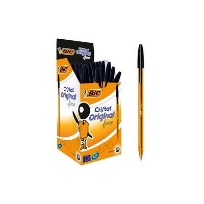 BIC Balpen cristal fijn 0,3-0,5mm zwart luchtdoorlatende dop BIC Balpen cristal fijn 0,3-0,5mm zwart luchtdoorlatende dop
