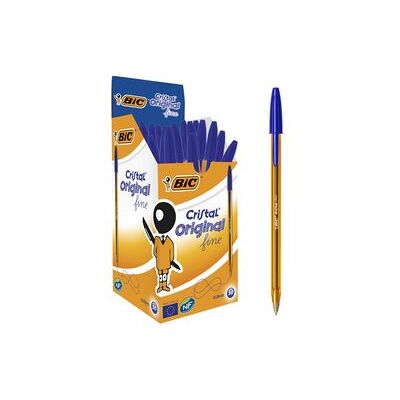 BIC Balpen cristal fijn 0,3-0,5mm blauw luchtdoorlatende dop BIC Balpen cristal fijn 0,3-0,5mm blauw luchtdoorlatende dop
