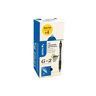 Pilot gelroller g-2 medium zwart value pack met 16 + 4 stuks Pilot gelroller g-2 medium zwart value pack met 16 + 4 stuks